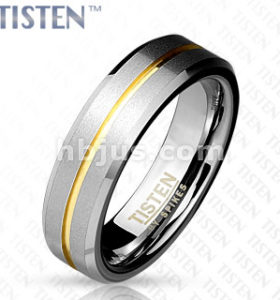 Brushed Tisten Ring W/ Gold accent Line