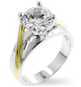 2 Tone Simple Solitaire Ring