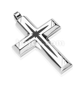 Stainless Black North Star Cross Pendant