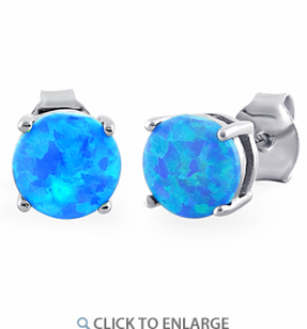 Sterling Blue Opal Stud Earrings