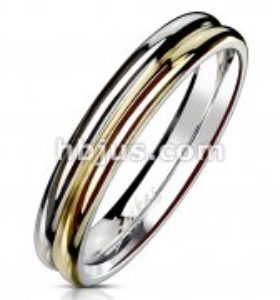 Two Tone Double Dome Stainless Steel Ring
