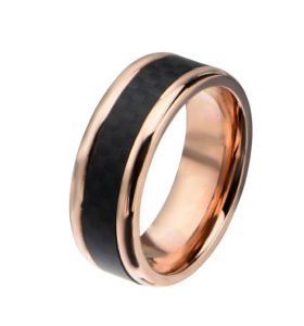 Rose Gold Plated with Center Solid Carbon Fiber Ring