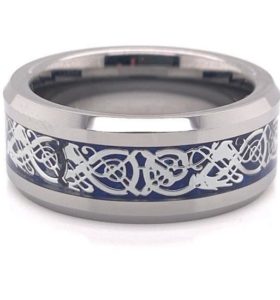 Tungsten Band with Blue Carbon Fiber Inlay