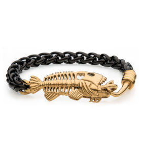 INOX Black and Gold Plated Fish Hook Bracelet