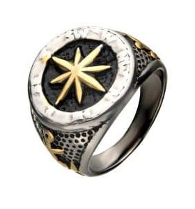 INOX Compass Rose Signet Ring